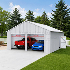 33FT x 25FT Metal Garage Barn – Reinforced Steel Structure with Dual Doors