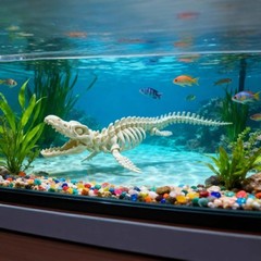1PCS Realistic Mosasaurus Skeleton Replica Aquarium Decoration Skeleton Model