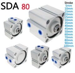 SDA Series 80mm Bore Thin Pneumatic Air Cylinder 5~100mm Stroke Double Acting