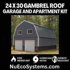ADU KIT 30′ x 24′ x 19′ Tall Lightweight Galvanized Steel Garage & Apartment