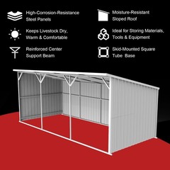 25’x12′ Heavy Duty Metal Storage Shelter Industrial Equipment Warehouse Shed