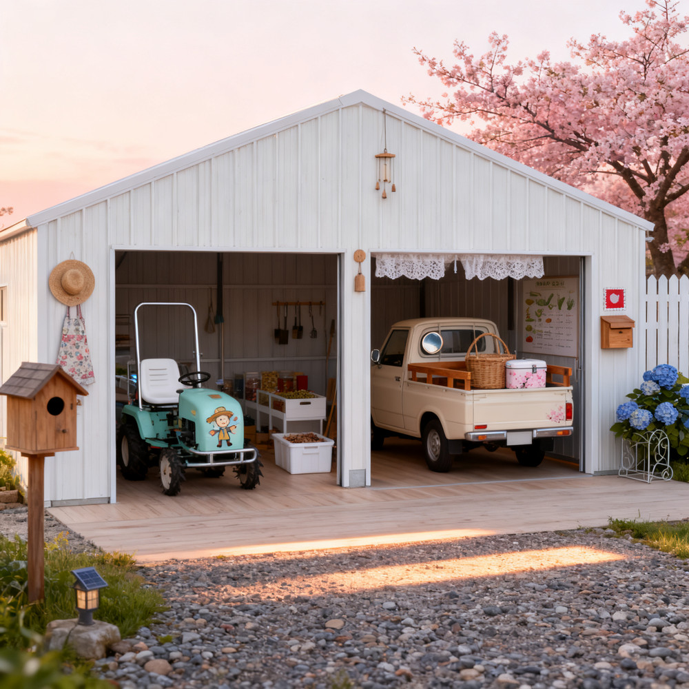 22′ x 23′ Double Garage Steel Barn Shed Outdoor Heavy Duty Carport Storage Shed
