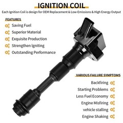 4 PCS UF756 Ignition Coil Pack with 31312514 Coil Pack Set Iridium Spark Plug…