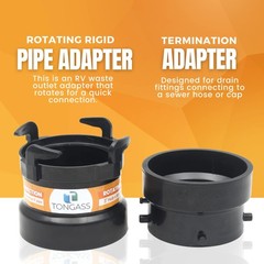 TonGass (Combo Pack) RV Sewer Hose Fitting Adapter Not Threaded Port, Black
