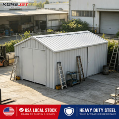 12’x20′ Prefabricated Steel Garage Shed,Heavy Duty Carport with Doors White KJ