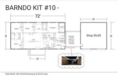 HOUSE KIT 4BED 3BATH 35×72 WITH Interior Framing & 35×35 Shop Wth Breezeway