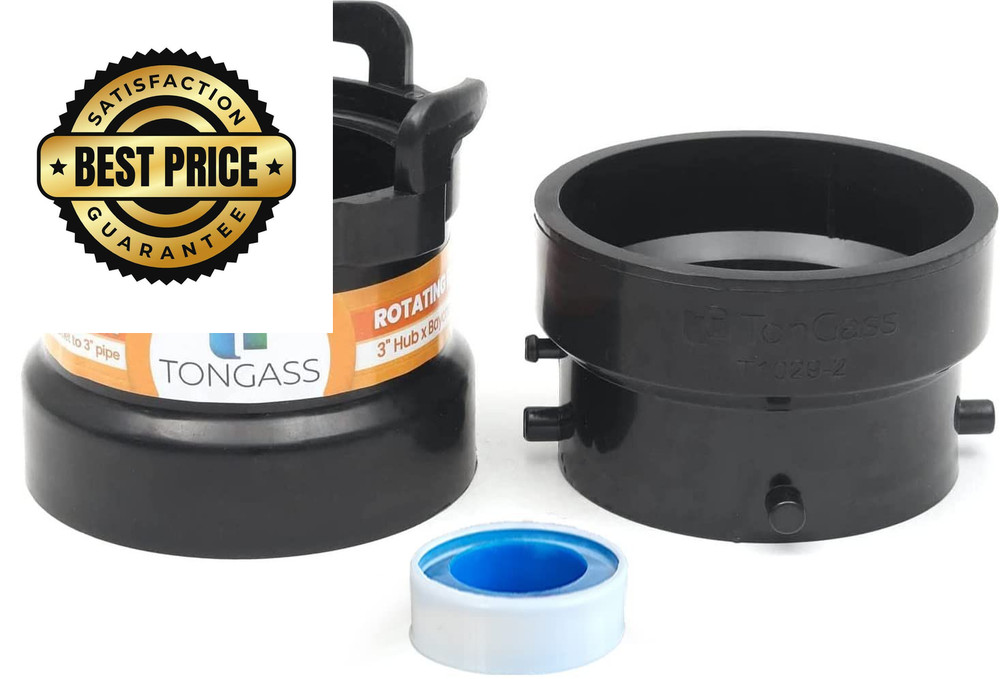 TonGass (Combo Pack) RV Sewer Hose Fitting Adapter Not Threaded Port, Black