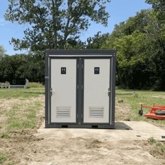 Bastone 2-Stall Portable Restroom w/ Sink for Construction Sites & Outdoor Event
