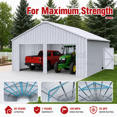45′ x 25′ x 14′ Outdoor Storage Shed Reinforced Steel Structure Barn Car Garage