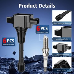 Set of 6 Ignition Coil Pack and 6 Iridium Spark Plug Compatible with Nissan F…