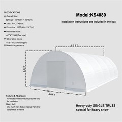 82x40x20FT Large Outdoor Equipment Shelter w/ Galvanized Steel Frame & PVC Cover