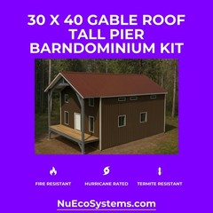 Steel Framed Barn Style Barndominium Kit with Huge 2nd Story Loft Mezzanine