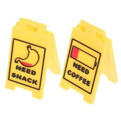2Pcs Mini Plastic Warning Desk Signs Yellow Office Decor Reusable Caution