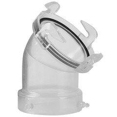 Aussio 45° Clearview RV Sewer Hose Adapter with 3″ Bay Lug – 45°, Clear