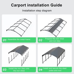 PABIMIA 12×20 FT Heavy-Duty Metal Carport, Outdoor Galvanized Steel Shelter