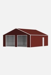 45′ x 25′ x Metal Car Garage/Outdoor Storage Shed Galvanized Steel Barn Dark-Red