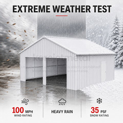 33FT x 25FT Metal Garage Barn – Reinforced Steel Structure with Dual Doors