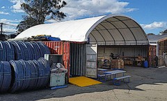 20×20 PVC Fabric conex container mounted shelter + High Cube Back Wall With Vent
