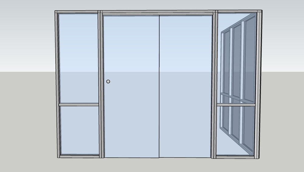 CGP Single-Slide Door System, Glass Aluminum 2-Wall 11’x8’x8′, Clear Anodized