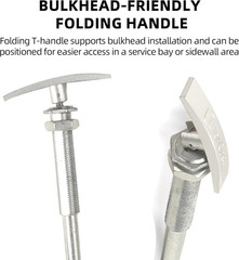 3 Inch RV Waste Valve with 72 Inch Cable Handle Kit, Bulkhead Mount Folding T-Ha