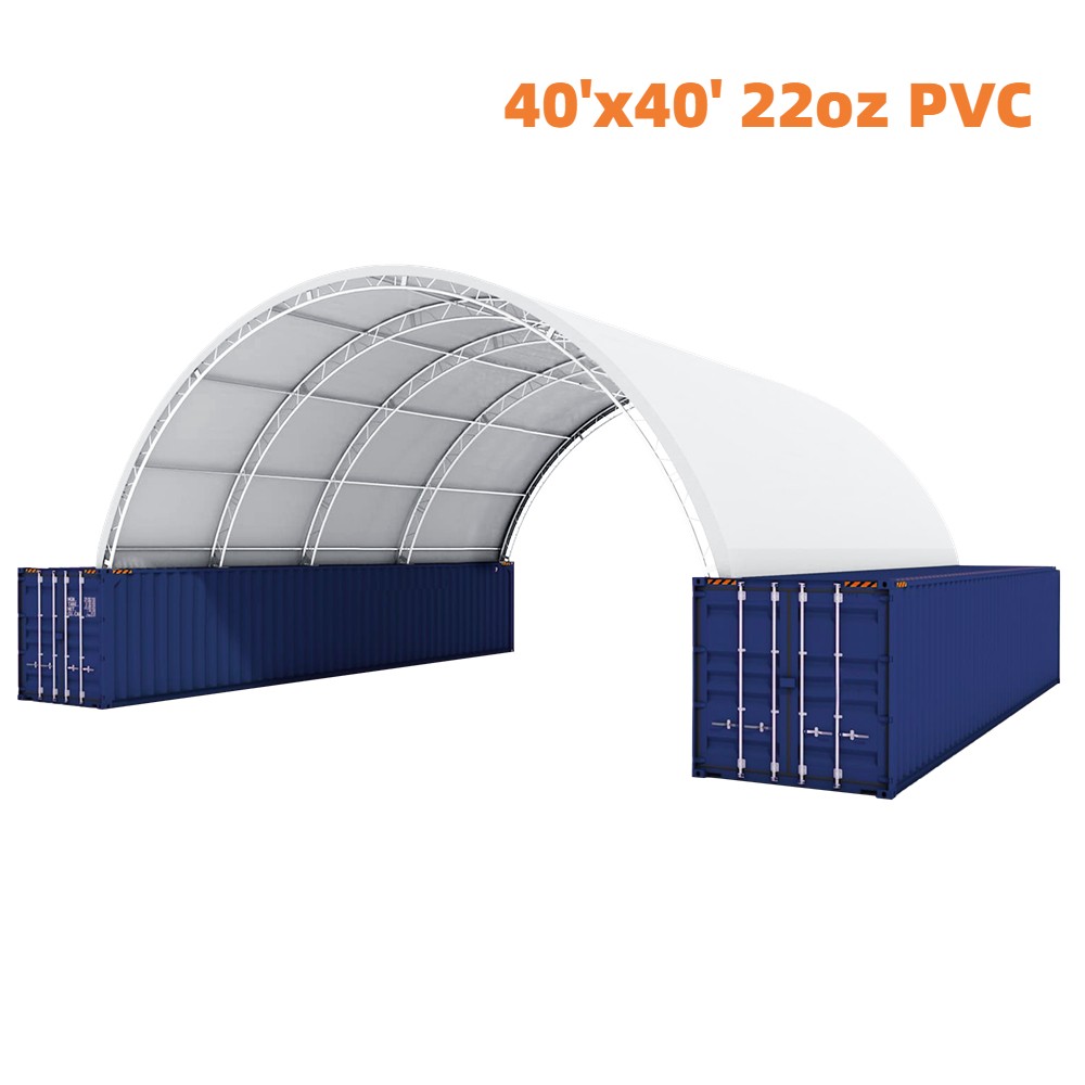 40’x40′ 22oz PVC Shipping Container Canopy Storage Shed Roof Shelter Dual Truss