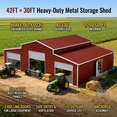 42x30FT Metal Garage Outdoor Storage Shed Heavy Duty Galvanized Steel Barn Farm
