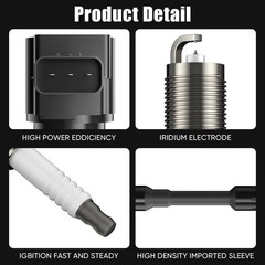 Ignition Coil Pack and Iridium Spark Plug for 2007-2019 Nissan Altima Cube Ro…