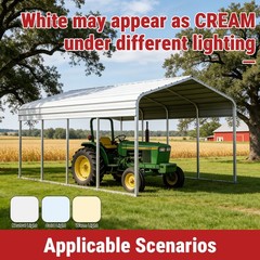 Heavy Duty 11×20 Ft Metal Carport Canopy with Reinforced Structure, White