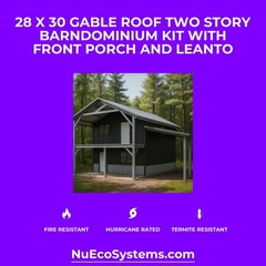 Steel Framed Barn Style Barndominium Kit with Huge 2nd Story Loft Mezzanine