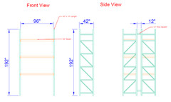 (10) BAYS OF TEAR DROP PALLET RACK 42″x96″x16′ Bolted Teardrop Racking NEW