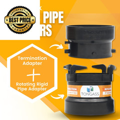 TonGass (Combo Pack) RV Sewer Hose Fitting Adapter Not Threaded Port, Black