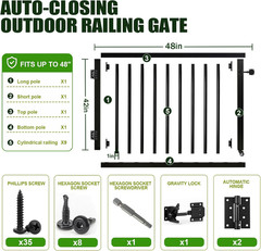 Deck Gate with Wheels, 42In. H X 4Ft. W Black Heavy Duty Steel Anti-Rust Fence D