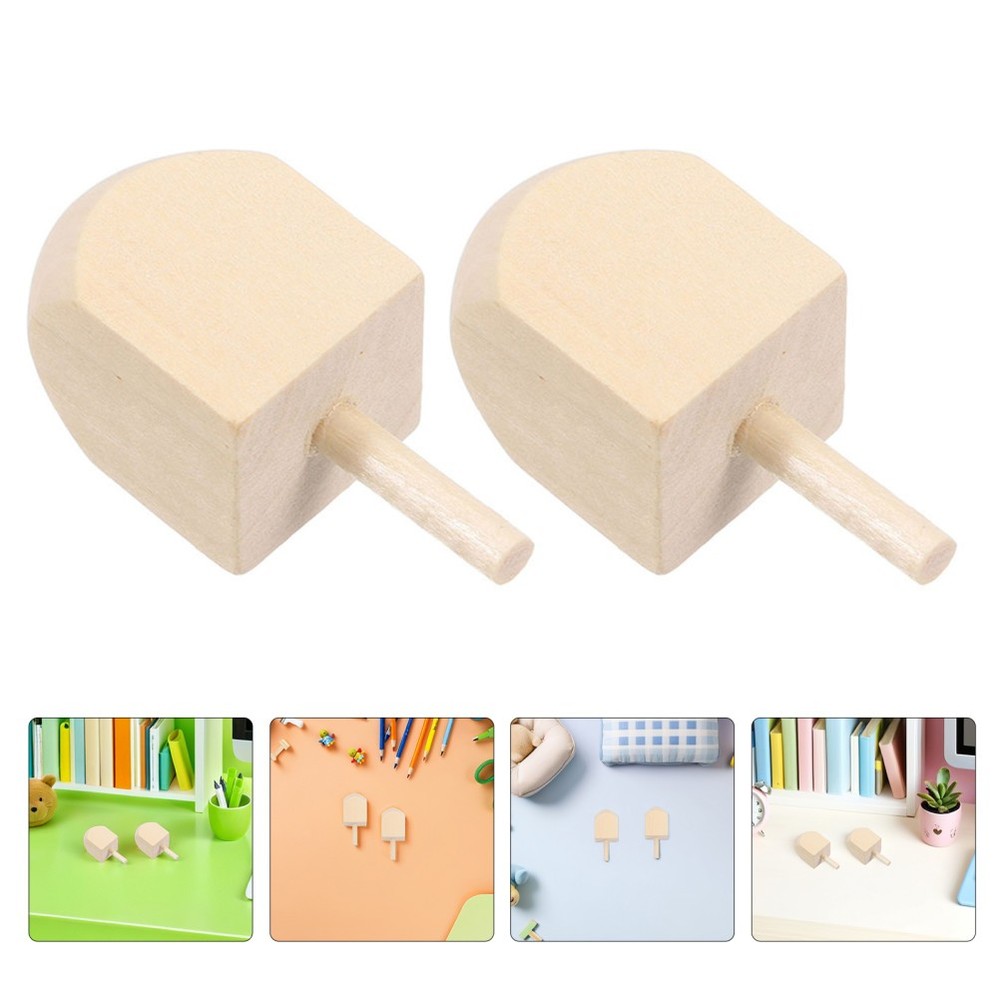 15Pcs Light Yellow Wooden Dreidels for Party Creative DIY Reusable Wood Toys