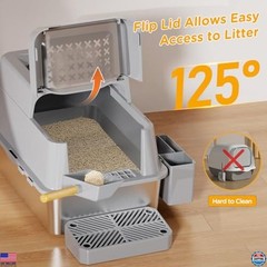 Extra Large Stainless Steel Cat Litter Box with Lid – High-Sided, Covered Access
