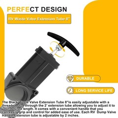 Black RV Waste Valve Extension Tube 8″,Compatible with Valterra/Camco Waste…