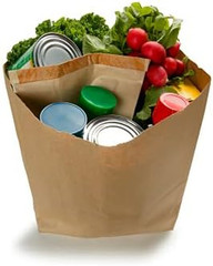 Shop&Save Large Paper Grocery Bags, 12X7X17 Kraft Brown Heavy Duty Barrel Sack 5