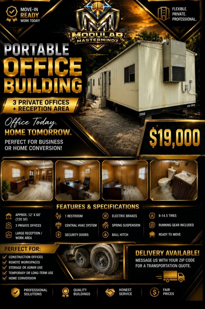 Commercial Modular Office Building Portable Singlewide Mobile Headquarters