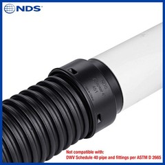 NDS 451 HDPE Corrugated Adapter, 4-Inch, for Spigot X 4 inch 4 Inch, Black