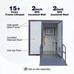 Handicap-Accessible Portable Restroom w/ Bowl & Sink Mobile Toilet for Disabled