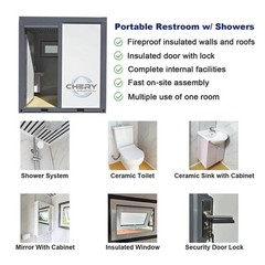 Bastone Private Toilet Stalls w/ Sink &Showers Mobile Toilet Portable Restrooms