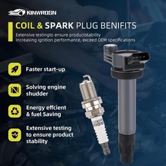 Set for 4 Ignition Coils Pack UF506 and Iridium Spark Plug 7092 compatible wi…