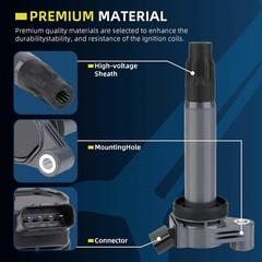 Set for 4 Ignition Coils Pack UF506 and Iridium Spark Plug 7092 compatible wi…