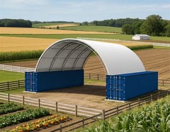 40x40x15FT Shipping Container Canopy w/Double Galvanized Steel Tube,Fabric Cover
