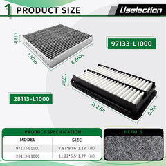 Cabin & Engine Air Filter W/Activated Carbon Kit for Tucson (2022–2025), Santa F