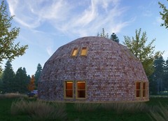 MOON HOUSE 45′ DIAM DOME FRAMING KIT 2345 sq.ft WOOD PREFAB DIY HOME PREFAB