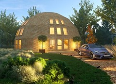 MOON HOUSE 45′ DIAM DOME FRAMING KIT 2345 sq.ft WOOD PREFAB DIY HOME PREFAB