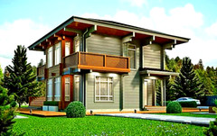 MODERN LOG HOUSE KIT #LH-215-1 ECO FRIENDLY WOOD PREFAB DIY BUILDING CABIN HOME