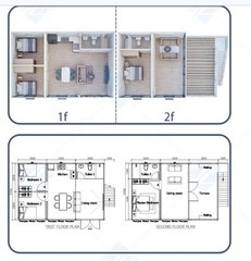 2 Story Glass Walls With Balcony, Kitchen, Bathroom