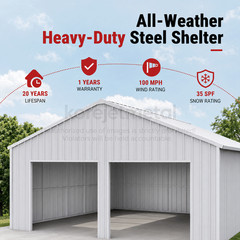 45′ x 25′ x 14′ Outdoor Storage Shed Reinforced Steel Structure Barn Car Garage
