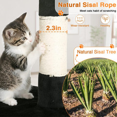 54″ Cat Tree Tower Dark Gray Sturdy, Easy to Assemble, for Kittens & Adult Cats